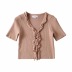 Knitted Sweater Lace Knitted Short-Sleeved Cardigan NSAC52941