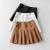 solid color buckle decor pressure pleated short skirt  NSHS52970