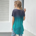 Tie-Dye Short-Sleeved Gradient Color V-Neck T-Shirt NSSI52981