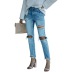 contrast stitching holes straight jeans NSYD52989