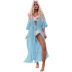 fashion thin solid color waist belted beach long cardigan  NSYD52990