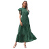 fashion loose print short-sleeved long dress  NSSA53022