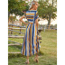 striped round neck short-sleeved long dress NSSA53026