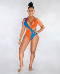 Hit Color Stitching Tight Sling One-piece Swimsuit NSME53037