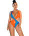 hit color stitching tight sling one-piece swimsuit NSME53037