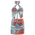 Halter Neck Tie Vest Water Ripple Print Beach Split Half Skirt Set NSRUI53087