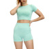 new small dots jacquard seamless yoga suit fitness short-sleeved set NSXER53158