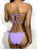 plain color tie back ruched tube bikini swimsuit set NSLUT53554