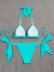 solid color sapphire crystal chain triangle halter bikini swimsuit set NSLUT53566