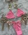 Pure color decoration backless triangle bikini swimwear NSLUT53572