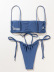 Solid color lace-up ruched split bikini swimsuit set NSLUT53775