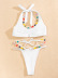 solid color colorfull ball decor nylon bikini swimsuit set NSLUT53769