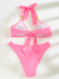 solid color deep V halter bikini swimsuit set NSLUT53768