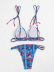 retro printed lace-up sling bikini swimsuit set NSLUT53759