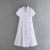 solid color v-neck short-sleeved stitching midi shirt dress NSAM53176