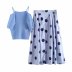 summer newhigh waist big polka dot casual skirt & vest set NSAM53177