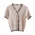 double-breasted V-neck jacquard texture knit top NSAM53180