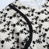 retro round neck back zipper flocking flowers lantern sleeve dress  NSAM53184