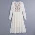 flower embroidery long-sleeved loose holiday cotton long dress  NSAM53187