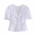 White pearl button baby doll collar short-sleeved rural blouse NSAM53192