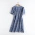 V-neck pearl decoration hollow embroidery short-sleeved dress NSAM53205