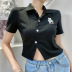Camiseta de solapa irregular con bordado de nueva moda de verano NSLQ53212
