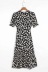 retro daisy print v-neck short-sleeved high waist dress NSAC53228