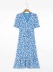 retro daisy print v-neck short-sleeved high waist dress NSAC53228