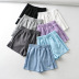 elastic waist loose solid color wide-leg A-line shorts  NSHS53250