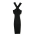 Elastic Cross Halter Tight Sling Bag Hip Knit Dress  NSHS53251