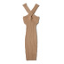 Elastic Cross Halter Tight Sling Bag Hip Knit Dress  NSHS53251