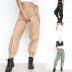 solid color chain decor loose pockets sports casual pants NSJR53259