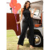 sleeveless solid color straight lace-up jumpsuit NSMAN53260