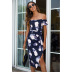fashion printed breast wrap strapless short-sleeved split dress NSMAN53267