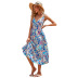  low-cut temperament high-waist printed sling long dress NSMAN53276