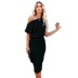 solid color strapless high waist short sleeve hip dress NSMAN53283