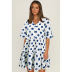 fashion casual V-neck buckle decor polka-dot short-sleeved dress NSMAN53288