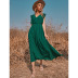 solid color v-neck low-cut sleeveless elastic waist long dress NSMAN53305