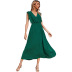solid color v-neck low-cut sleeveless elastic waist long dress NSMAN53305