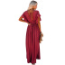 fashion solid color short-sleeved V-neck knitted dress NSMAN53317