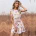 fashion printed round neck lace flying sleeve a-line dress  NSYMR53340