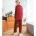 silk plain color seam pajama set NSJO53374