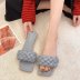 fashio woven leather strap slide sandals NSPE53477