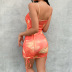 Casual Sexy Tie-Dye Drawstring Pleated Sling Short Dress NSKAJ53516