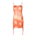 Casual Sexy Tie-Dye Drawstring Pleated Sling Short Dress NSKAJ53516