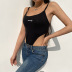 Sexy Casual Letter Print Suspenders Slim-Fit Inner Bodysuit NSKAJ53522