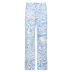 Cotton Contrast Color Casual Water Ripple Straight Slim Trousers NSKAJ53523