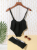 traje de baño bikini de cintura alta de color sólido con correa de loto NSLUT53702