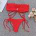 Solid Color Split Lace Bikini Swimsuit NSLUT53678