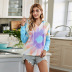 contrast color autumn and winter new tie-dye hooded long-sleeved top NSMDS53540